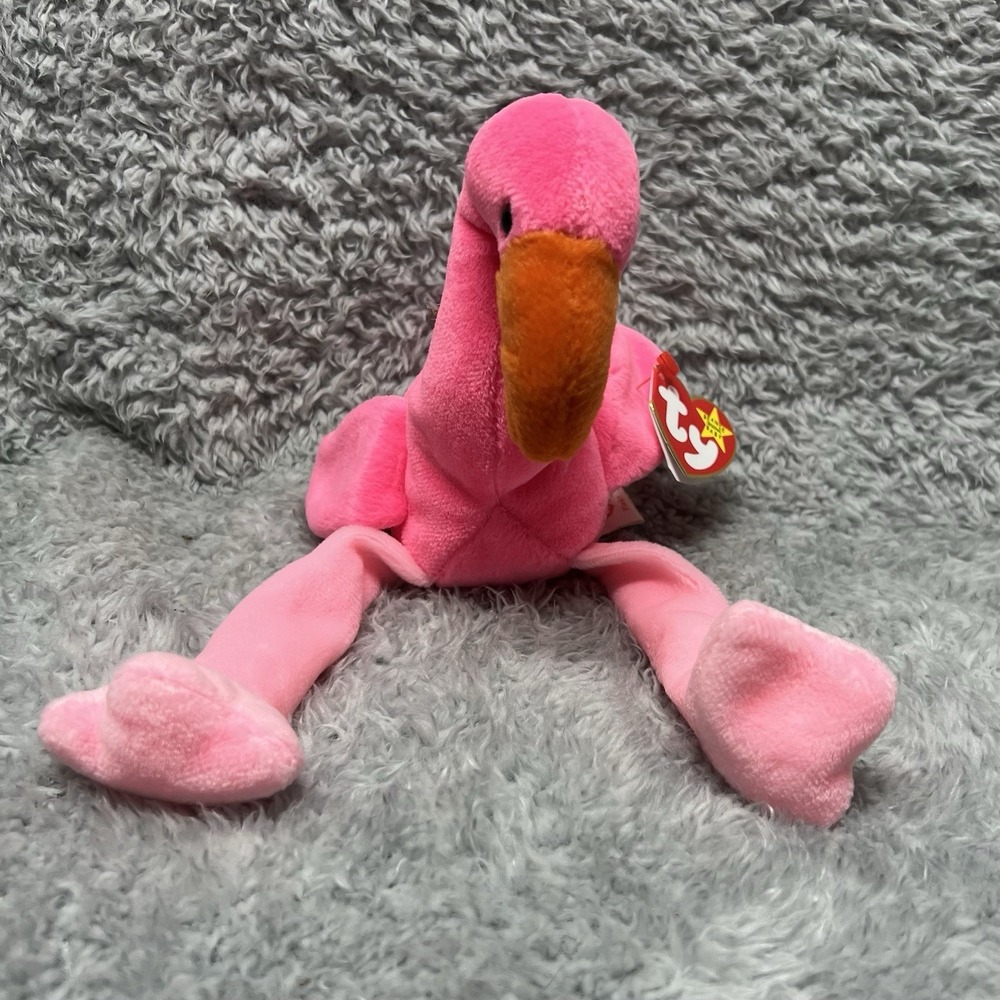 Pinky‎ The Flamingo Ty Beanie Babies Collection 1995  Vintage Plush New